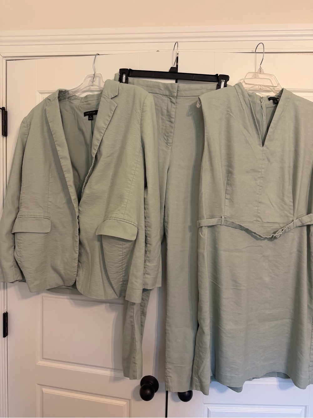 Ann Taylor Light Sage Three-Piece Pant and Dress Suit Set